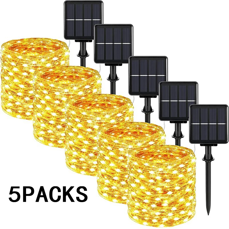 Outdoor LED Solar String Lights, lâmpadas de rua à prova d\'água, jardim lâmpadas, guirlanda, Natal, fada, 50, 100, 200, 300 LEDs