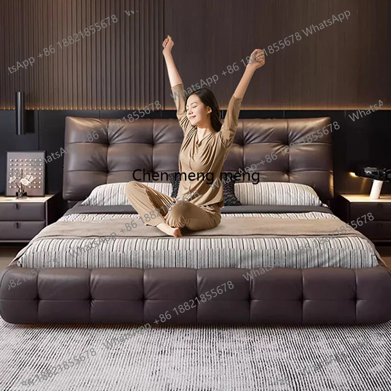 

Кровать для спальни с полным эталом, детская двуспальная двуспальная простая кожаная кровать размера King Size, дизайн мобильной мебели Letto Matrimoniale Lounge Suite