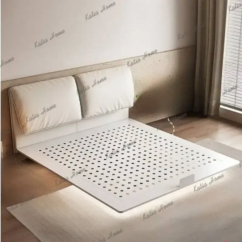 Factory Direct Beige Australia Double Bed Base Design Unique Modern Floating Double Bed Frame Pliable Japanese Base Cama Matrimo