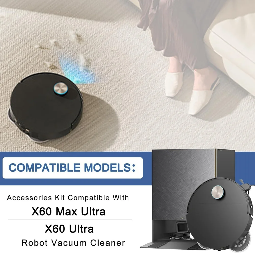 A52Q-Ersatz-Zubehörset für Dreame X60 Max Ultra, 1 Hauptbürste, 2 HEPA-Filter, 4 Wischpads, 2 Seitenbürsten, 2 Staubbeutel – Detail 9