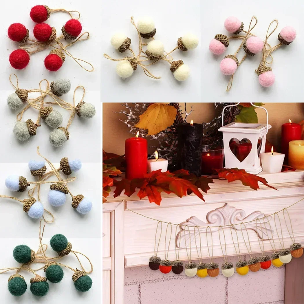 Hanging Christmas Crafts Supplies Festive Home Decor Christmas Felt Acorn Xmas Tree Hanging Pendant Ornament (6PCS)