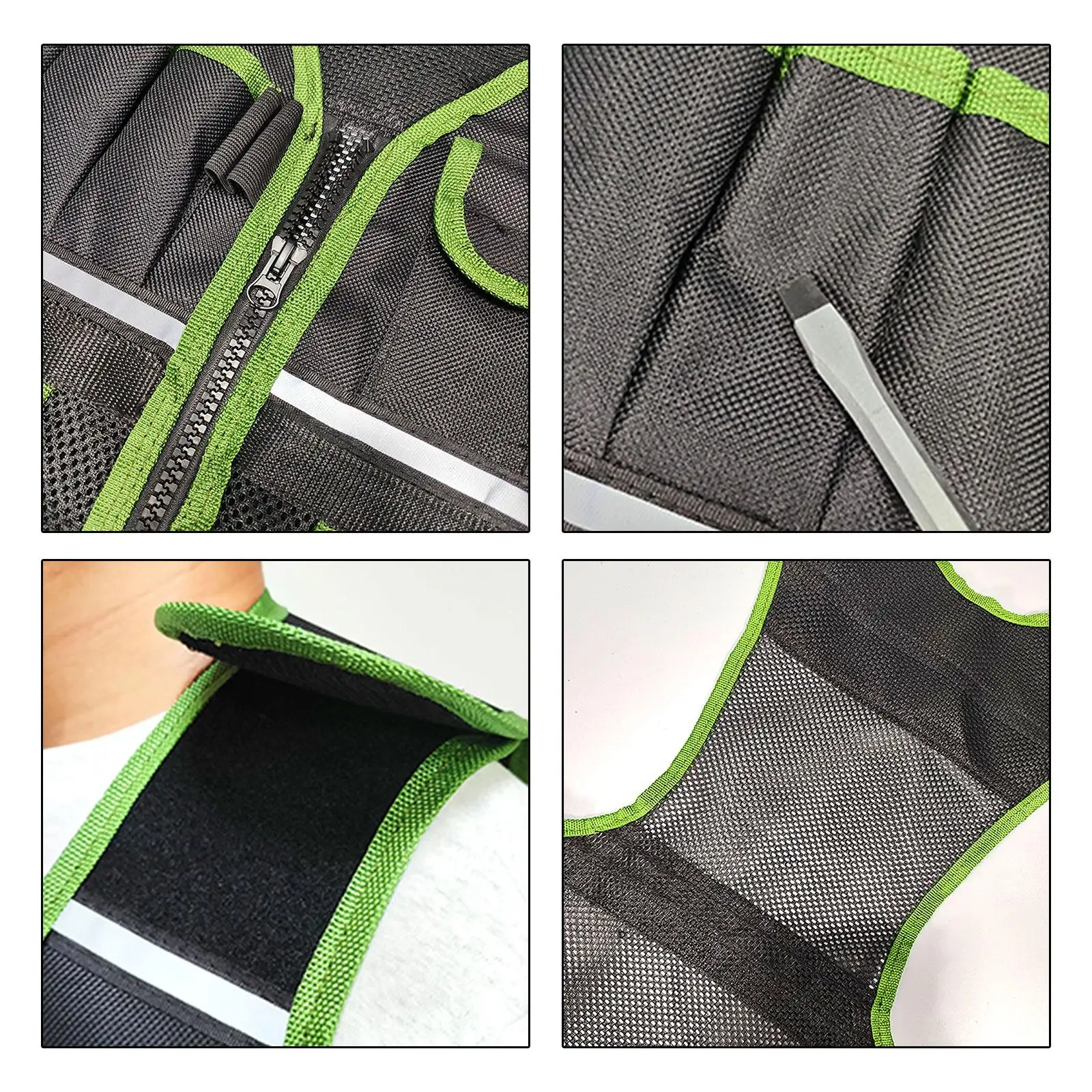 Electrician Tool Vest Reflective Workwear Portable Work Vest Pouch Organizer for Construction Technician Gardening Carpentry
