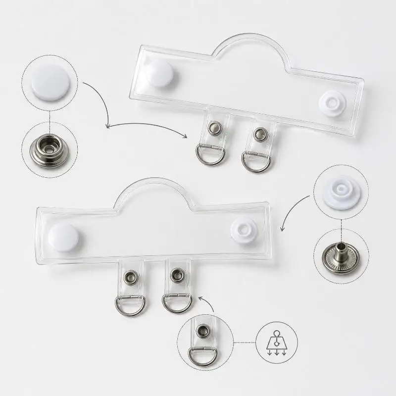 5 Stück hochwertige PVC-Taschenriemen-Verlängerungsschnallen, transparente Rucksack-Schnallen, Schnappverschluss-Clips, Gepäckzubehör – Detail 8