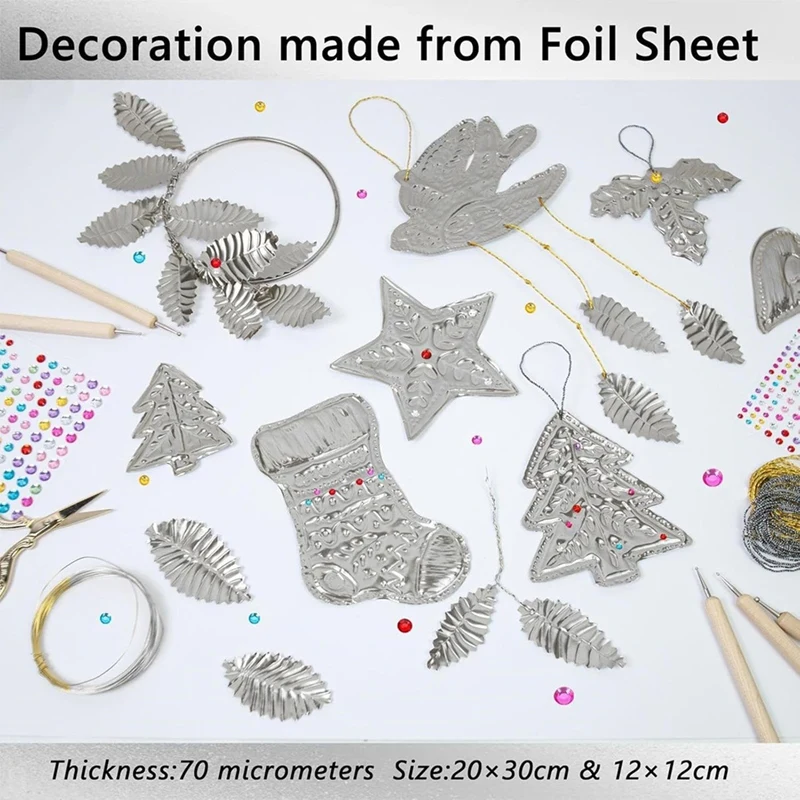 Metal Embossing Art Kit - Shimmer Crafting Accessory, Artistic Project Kit,Handmade Design Set for-,Silver-A27R