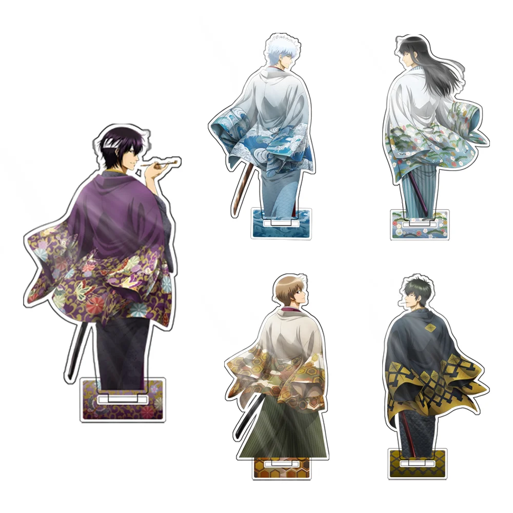 Hot Anime Gintama 15cm Sakata Gintoki Kagura Okita Sougo Katsura Kotarou Acrylic Stands Prop Fans Birthday Gift