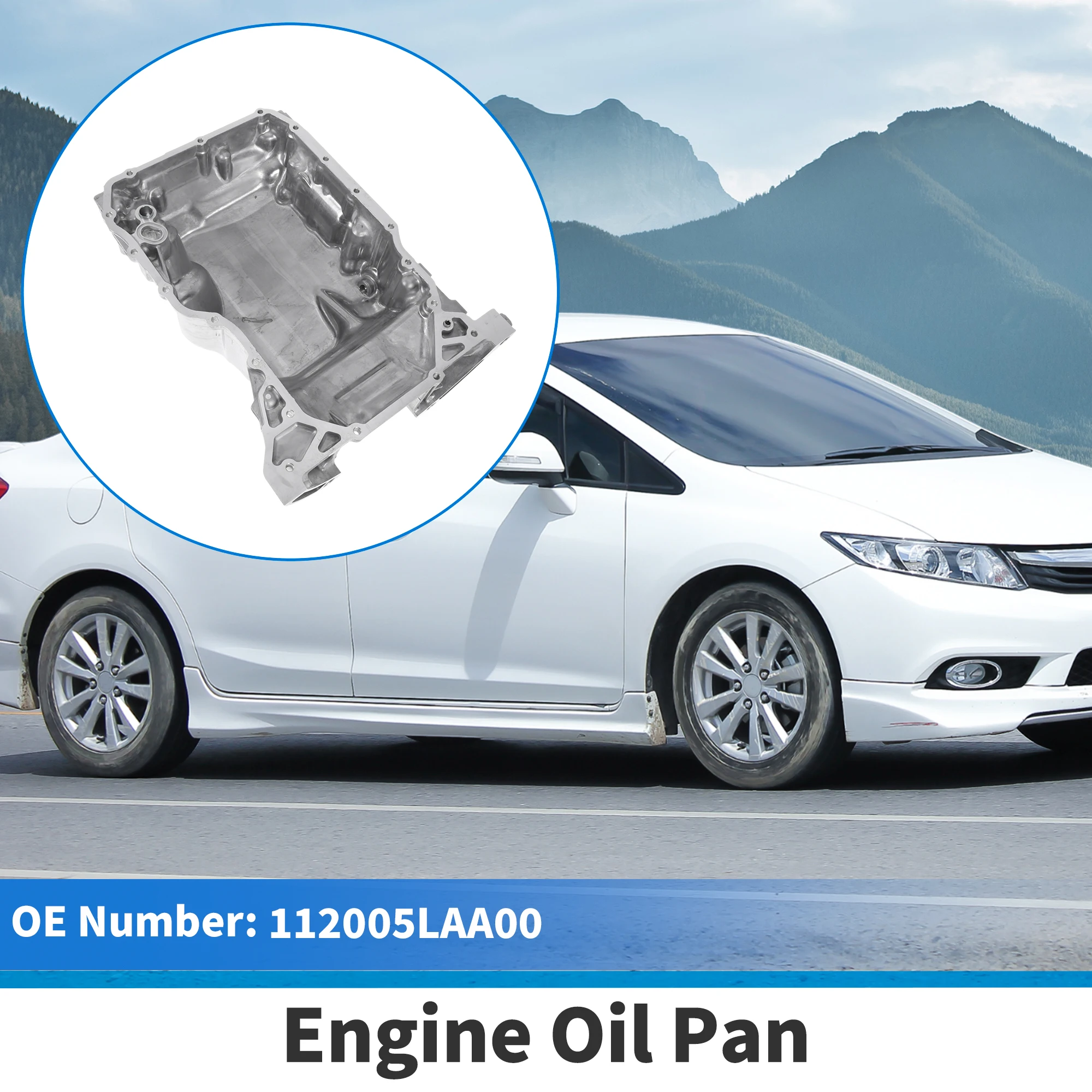 

X Autohaux 1 Pc No.112005LAA00 Engine Oil Pan for Honda CR-V Aluminum Alloy Silver Tone