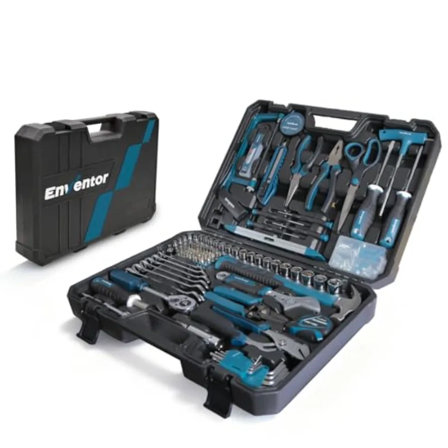 

Набор инструментов из 220 предметов: домашний комплект с ящиком для инструментов, гаечными ключами и ручными инструментами для ремонта дома, обслуживания автомобилей, DIY и общего использования в быту.