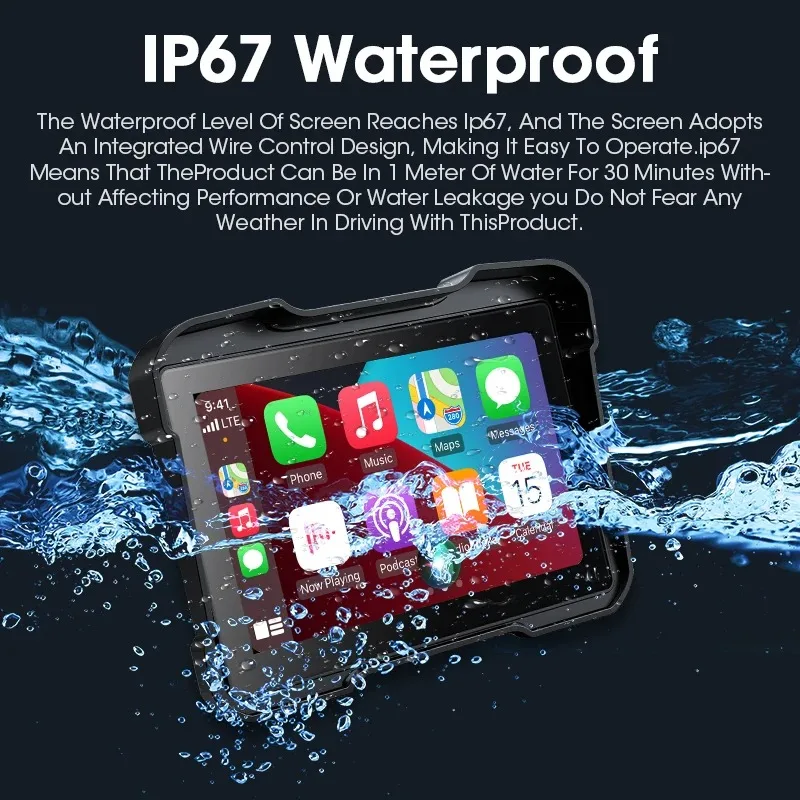 5 Inch GPS Navigation Motorcycle Carplay For BMW Style With Original Bracket Wireless Carplay Android Auto Dual Bluetooth