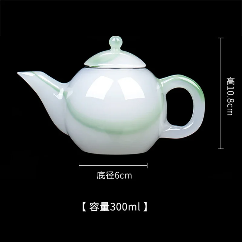 Jade and Green Jade Porcelain Teapot Kung Fu Tea Set Teapot Large Capacity Single Pot Tea Maker Exquisite Tea Accessories