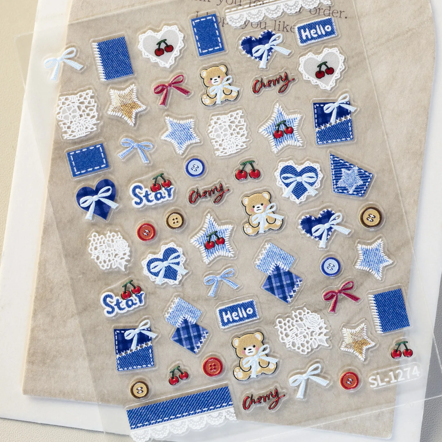 Pegatinas bonitas para decoración de uñas de gato vaquero, calcomanías para uñas de amor y estrella de gato vaquero azul, suministros para decoración de uñas en relieve 5D, decoraciones para manicura