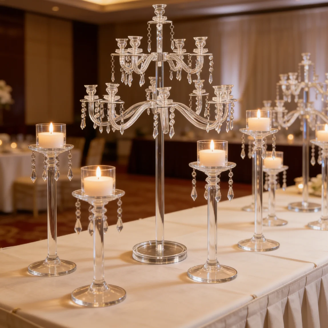 5/6/10pcs  13 heads  Black Iron 5 or 9 Arm Candelabra Wedding Table Centerpiece Candle Holder