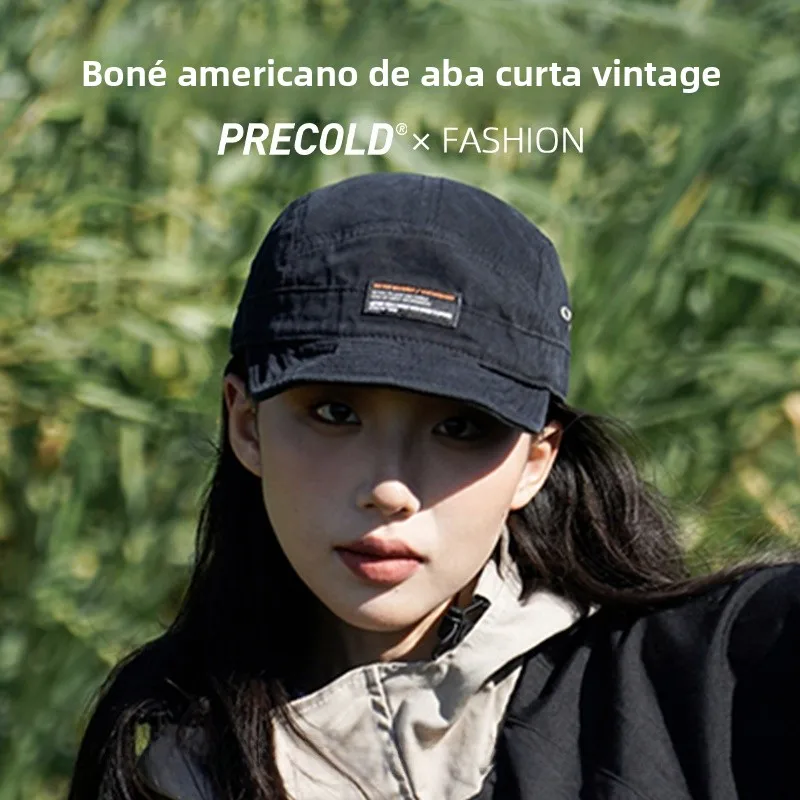Boné de Beisebol Vintage Lavado com Aba Curta Estilo Coreano Streetwear para Homens e Mulheres, Ideal para Viagens de Outono,...