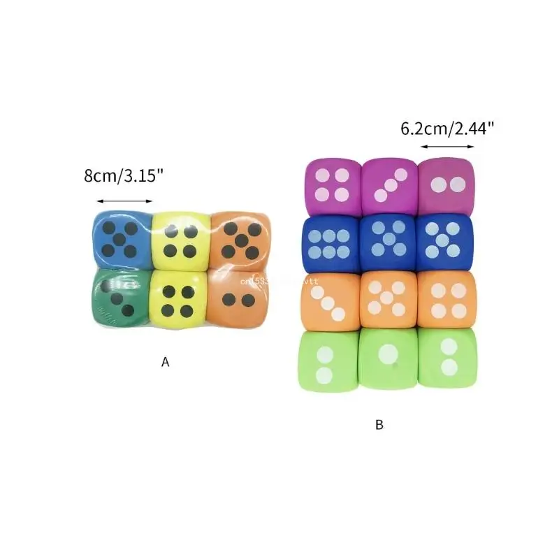 Pack of 6/12Pcs Large Colorful EVA Foam Dices Cubes with Number Dots Use for Kid Dropship