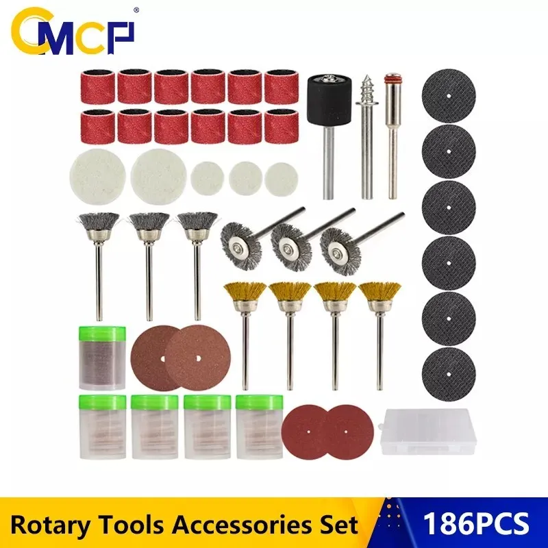 

Набор аксессуаров для вращающихся инструментов CMCP 186 шт., полировальные шлифовальные абразивные инструменты для инструментов Dremel Rotray