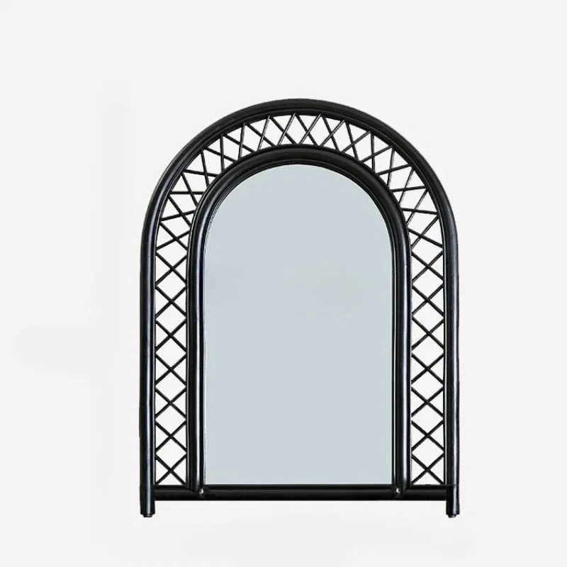 

A French retro bedroom rattan full-length full-length mirror cloakroom home wall-to-wall floor-to-ceiling half-length mirror