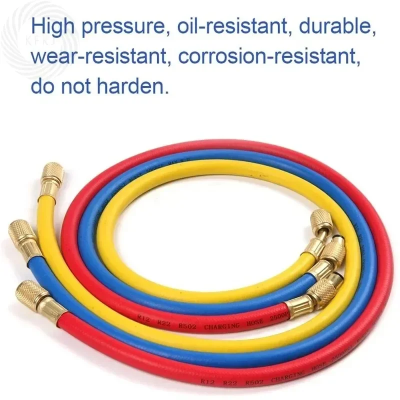Ein Satz Ladeschlauch-Rohr-Kit, Schlaucharmaturen mit geringem Verlust, 0,9–3 m AC, für R134A, R12, R22, Kältemittel, Klimaanlage, Verteilermanometer – Detail 4
