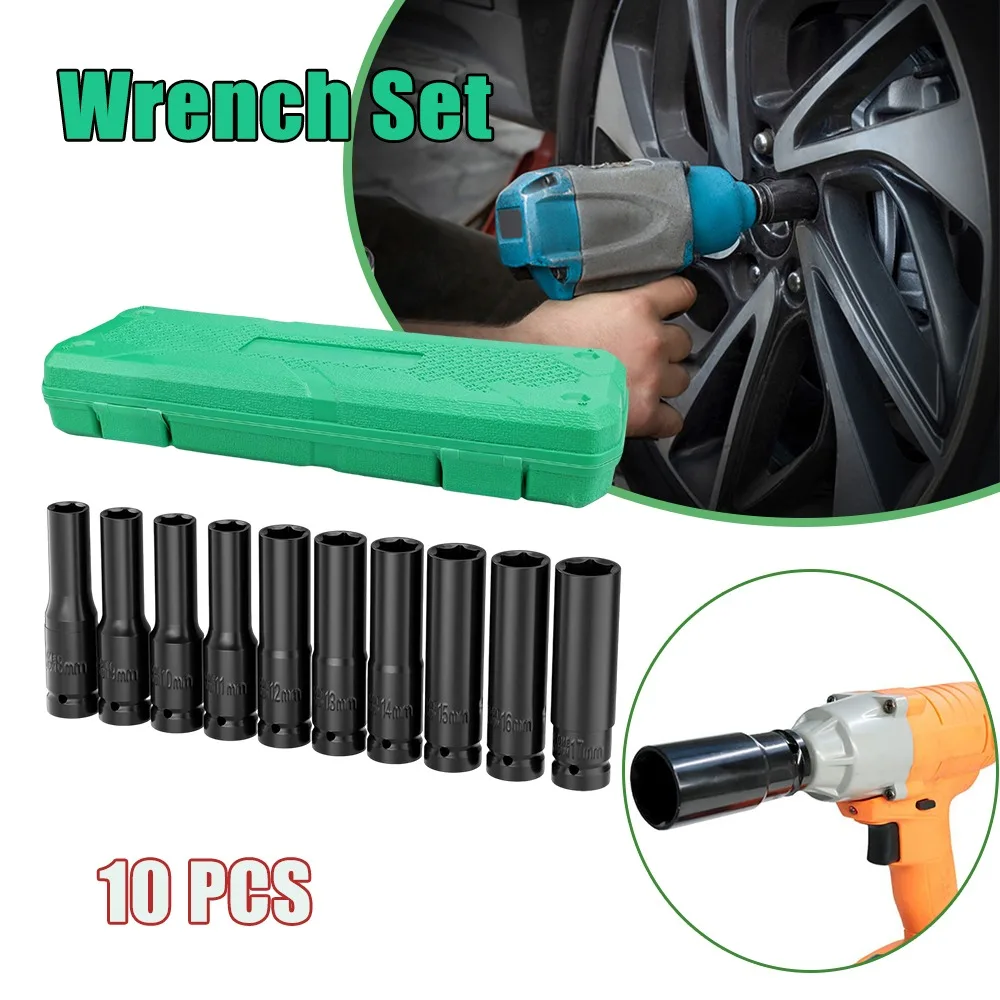 

Professional Long Extended Hex Impact Socket Set Electric and Air Impact Wrenches Automotive Mechanical Repair Specialized Tools