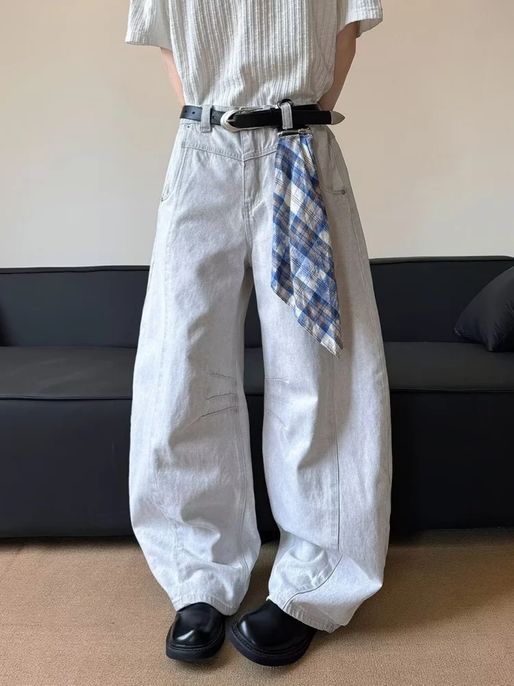 2026 Y2K Mode Gewaschene Weiße Baggy Plissierte Jeans für Herren – Lässige Luxus-Baumwollhose im Straight-Schnitt – Moda Hombre – Detail 6
