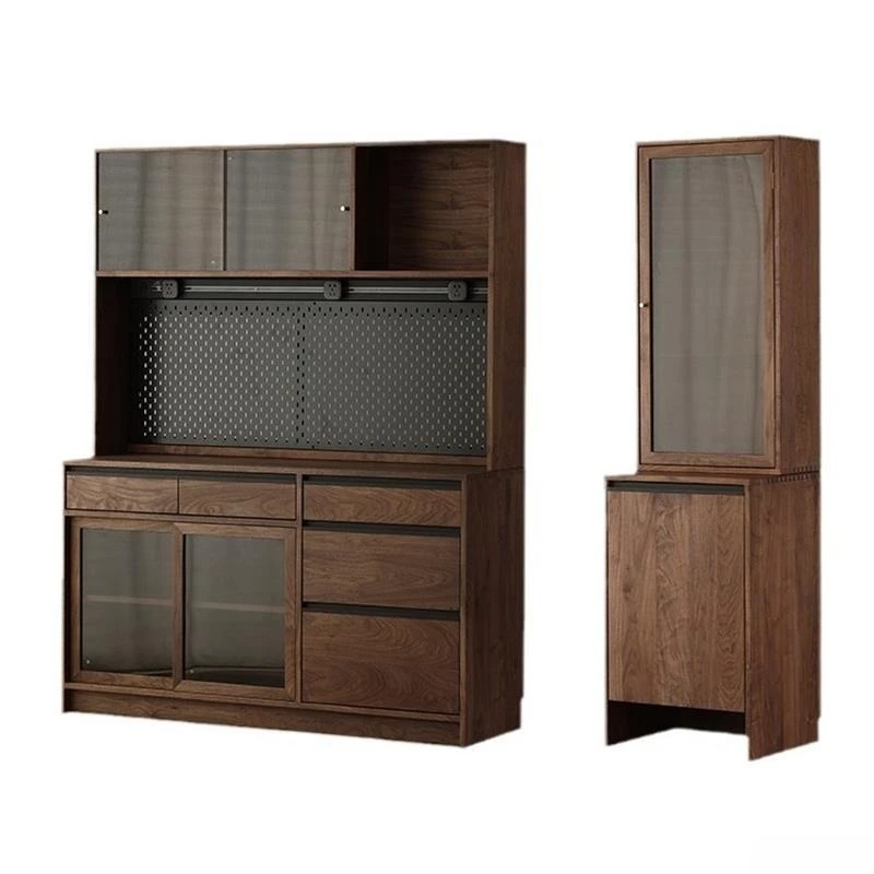 Nordic solid wood locker black walnut home restaurant integrated against the wall multi-functional