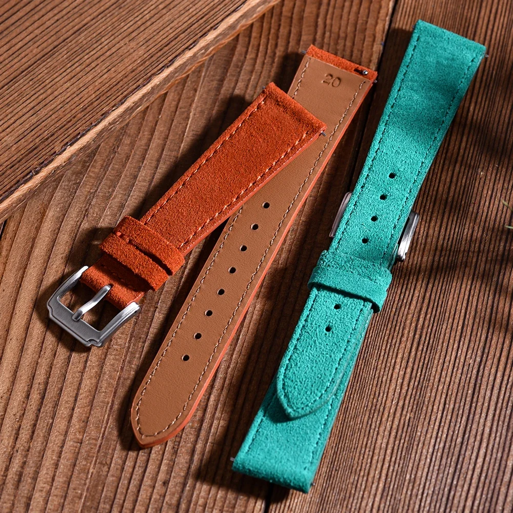Tali Jam Tangan Kulit Suede Premium 18Mm 19Mm 20Mm 22Mm Tali Antik Rilis Cepat untuk Pria Wanita Tali Jam Tangan Lembut Nyaman