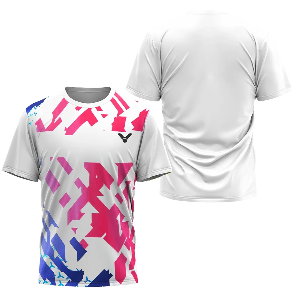 Geometrischer Block 3D-gedrucktes Badminton-Sporttrikot für Herren und Damen, Unisex, schnell trocknend, atmungsaktiv, für Training und Wettkampf, kurzärmeliges Oberteil – Detail 21