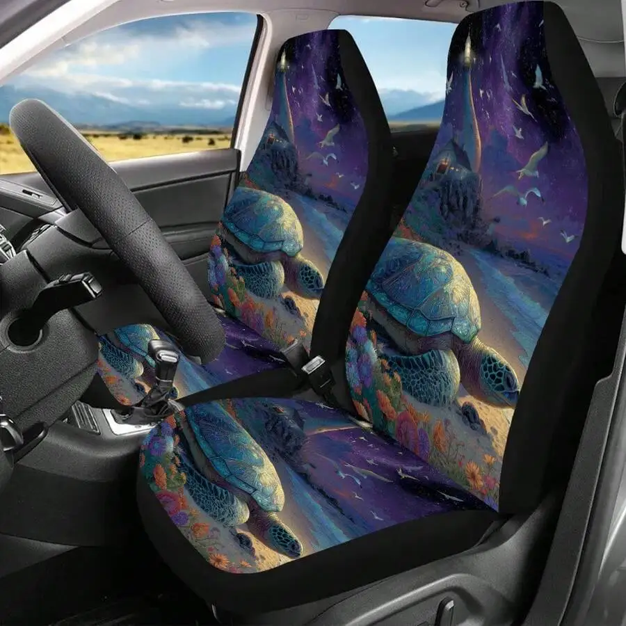 

Lighthouse Turtle Dream Print Car Seat Covers For Front Seats SUV Sedan Auto Interior Protector