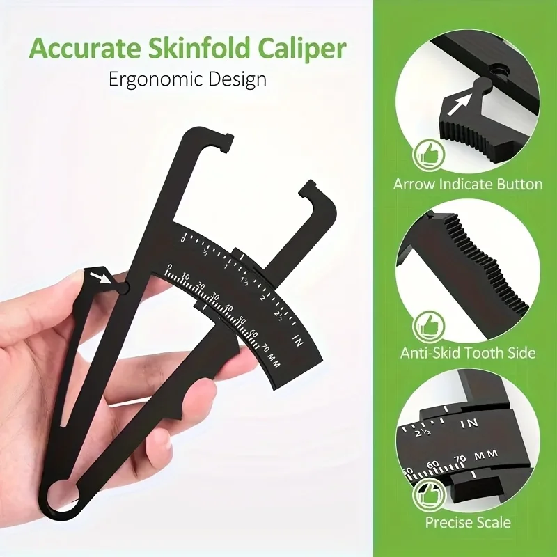 Körperfett-Kaliper und Taillenmessband-Set - Handgehaltener Kombinations-Kaliper und Messband, Tragbares Fitness-Messwerkzeug – Detail 7
