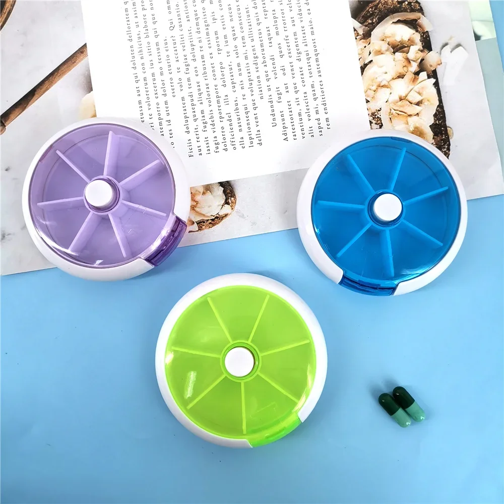 Портативная коробка для таблеток, еженедельно вращающаяся разделенная фруктовая коробка для переноски лекарств с тобой, мини-коробки для лекарств, таблетка для путешествий