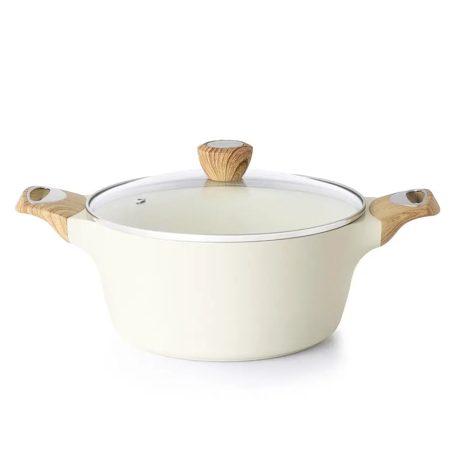 Olla de Cerámica Antiadherente con Tapa, 2.6, 4.5, 6.6, 8.5 QT, Olla para Sopa, Cacerola, Olla para Pasta Saludable y No Tóxica, Olla Grande para Cocinar