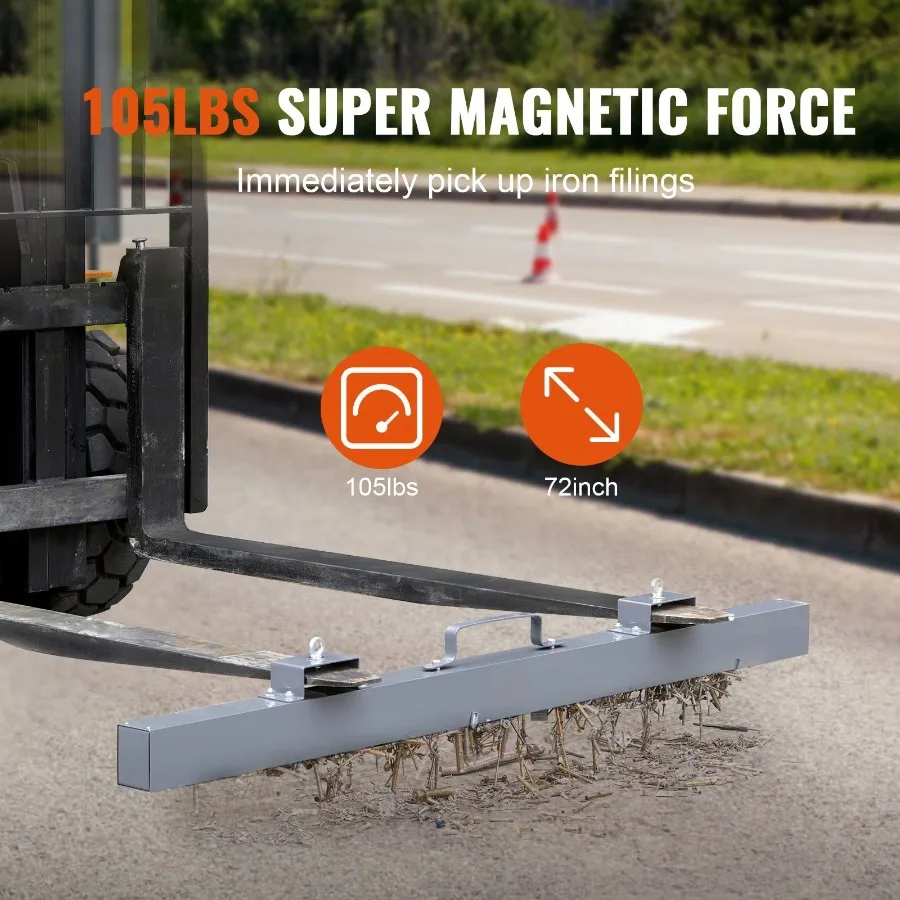 105lbs Hanging Magnetic Sweeper Pickup Tool Nail Hang-Type Magnetic Forklift Sweeper Industrial Grade Magnets Steel Material Bl