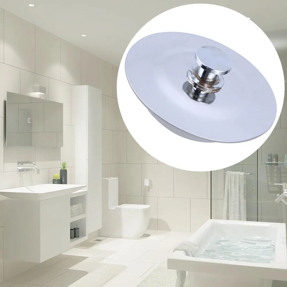 

Stainless Steel Tub Drain Stopper White Silicone Bathtub Plug Odorless Cover Suitable for 40-45Mm Holes Bathroom Kitchen Laundry