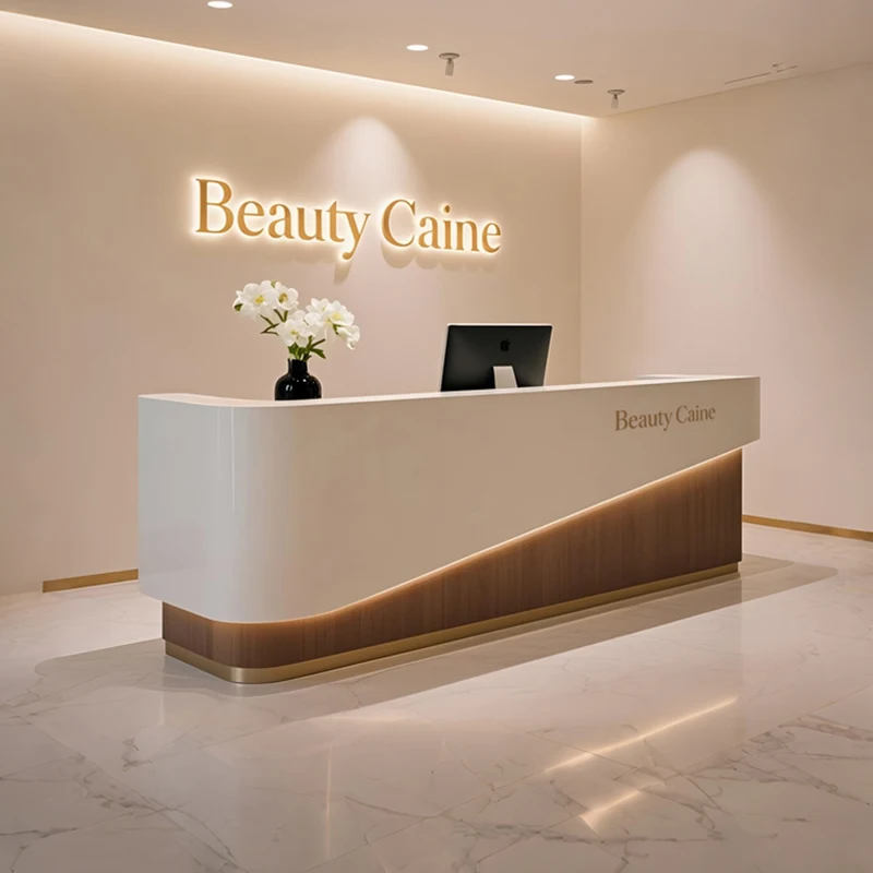 

Supermarket Salon Front Desk Light Luxury Style Clothing Store Checkout Page Reception Desks Cashier Mostrador Lounge Furniture