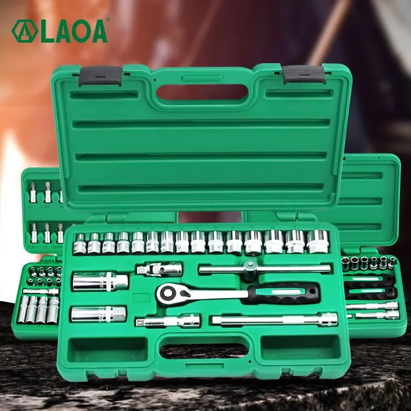 LAOA Socket Ratchet Wrench Set,22/30/52Pcs Car Repair Tool Kit,Cr-V Steel Vehicle Maintenance Spanner Screwdriver Box