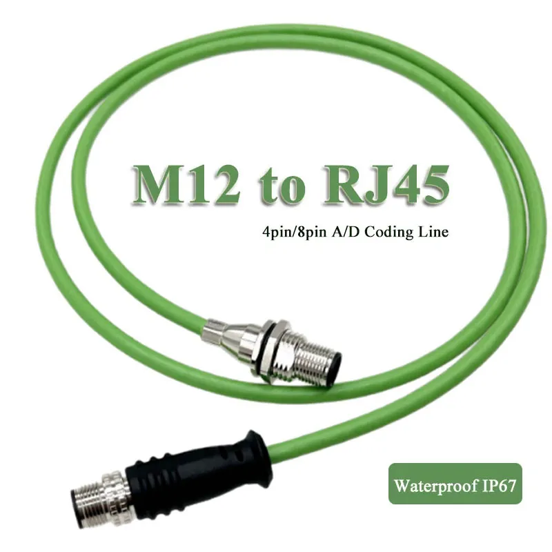 M12 8Pin Socket to RJ45 Shielded Connector Cable 4Pin A/D-Type Flange Socket Wire Crystal Head Male Female Aviation Plug Line
