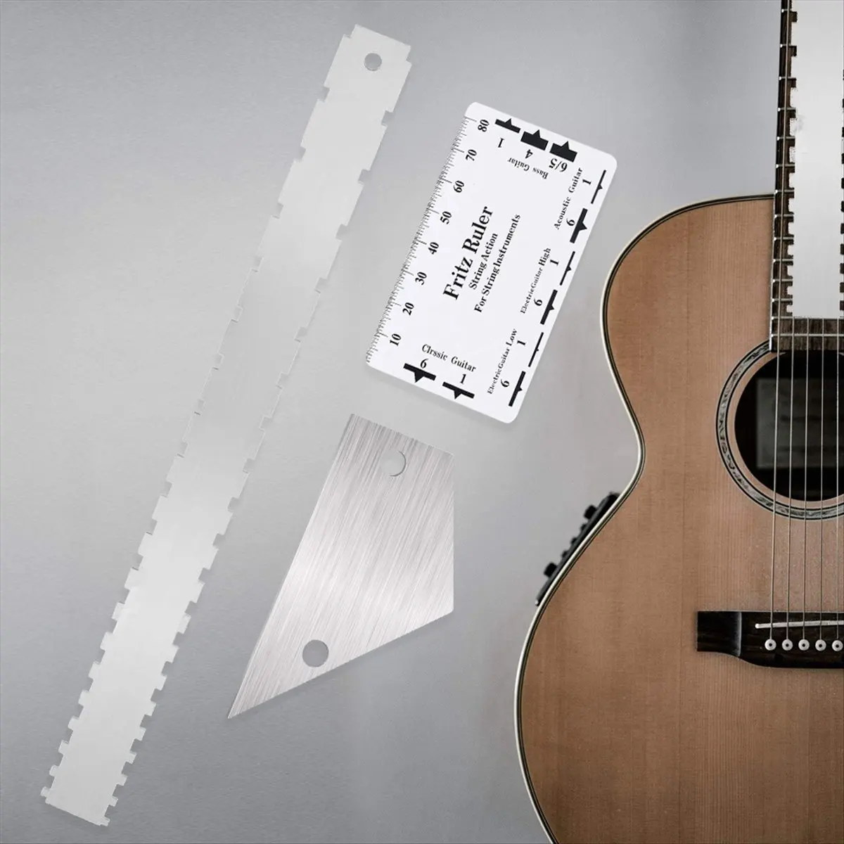 Lively- Guitar Neck Groove Straight Edge Luthier Tool with String Distance Ruler Neck Ruler String Distance Measuring Ruler