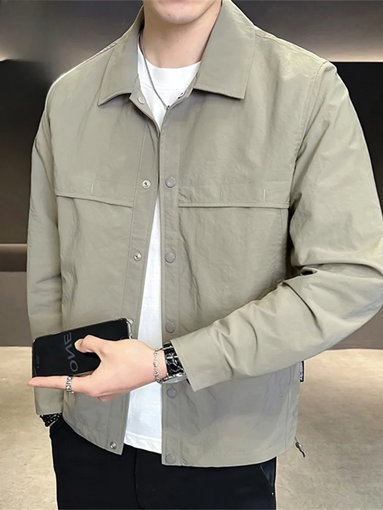 

Мужская куртка с воротником, весна 2026, модная повседневная рабочая одежда, верхняя одежда из полиэфирного волокна, с длинными рукавами, молодежная, популярная