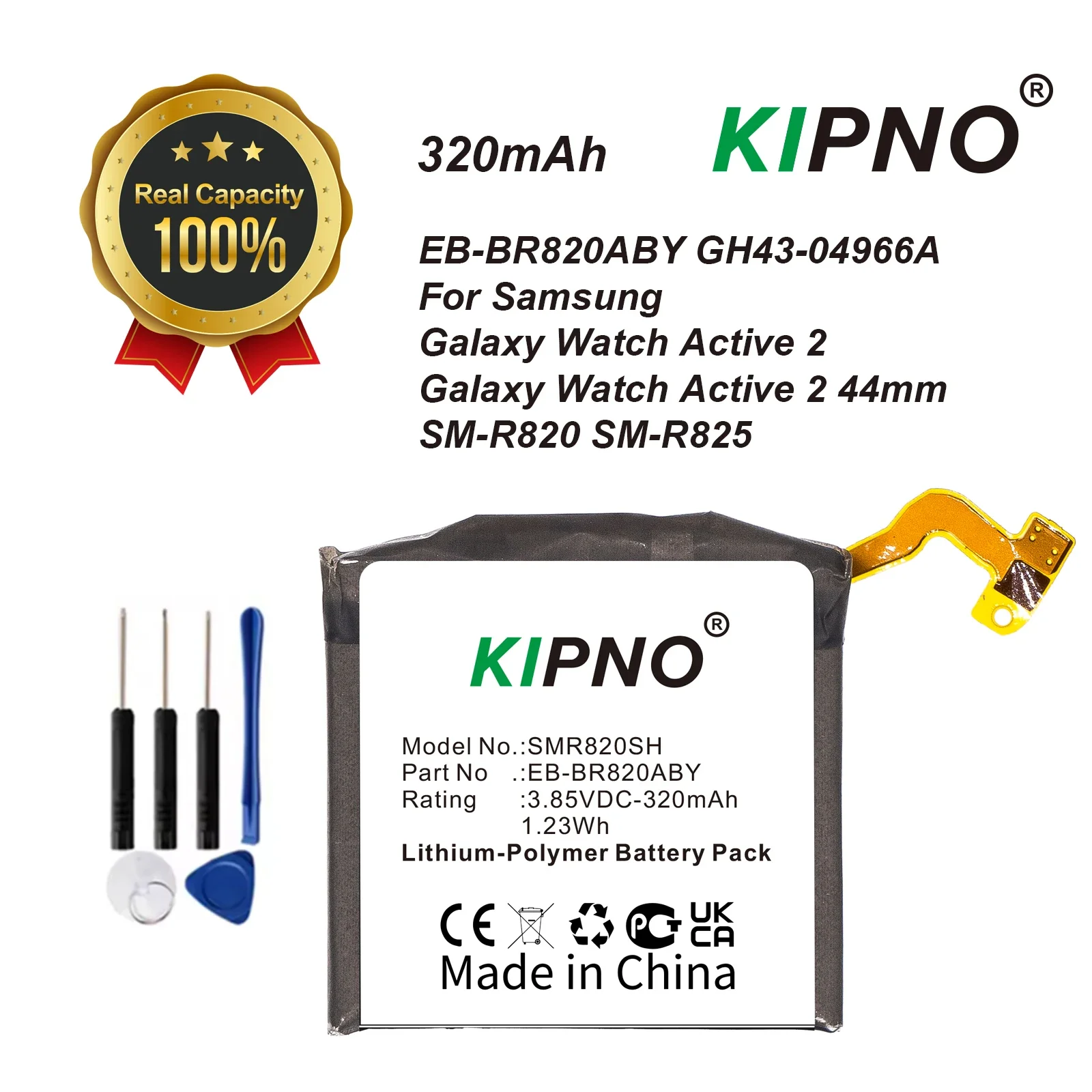 KIPNO EB-BR820ABY For Battery For Samsung Galaxy Watch Active 2 Active2 SM-R820 320mAh 44mm Watch Battery + Free Tools