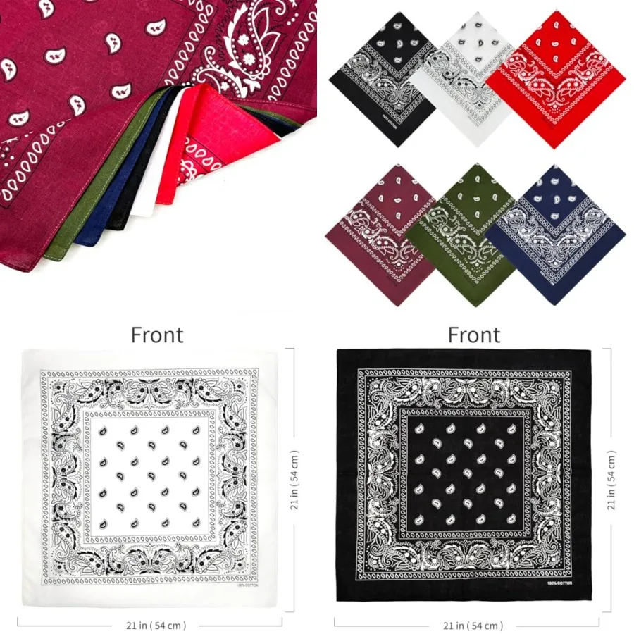 

APIGANIZ 100 Cotton Bandanas, 21 x 21 Inch, Set of 6
