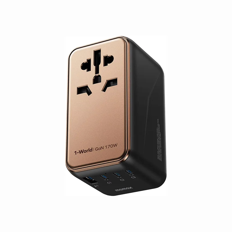 MOMAX Universal Travel Adapter, 170W GaN International Power Adapter, 3 USB-C 1 USB-A, Worldwide Travel Plug Adapter
