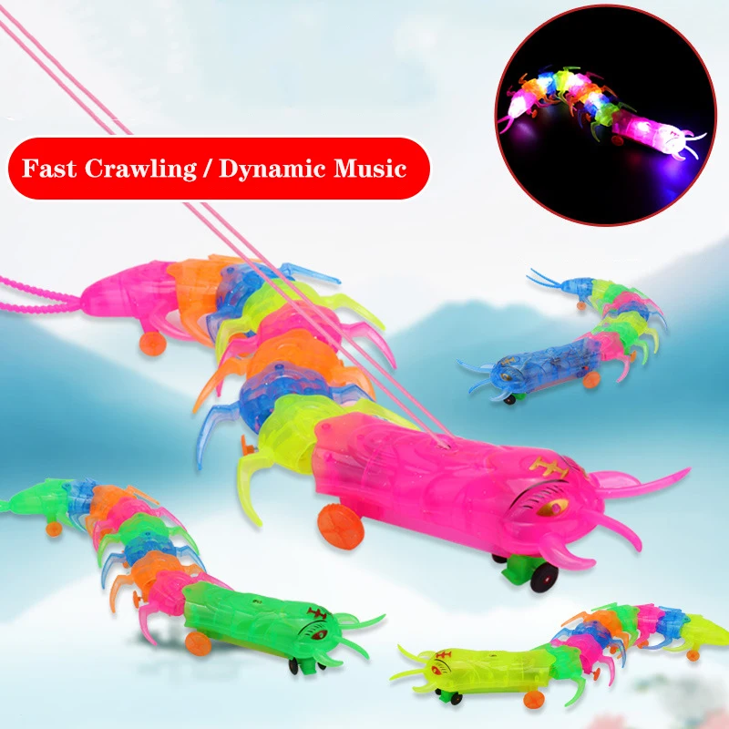 Electric Pull Rope Centipede Toys Novelty Swinging Walking Centipede Toys Creative Fun Light-emitting With Music Electric Doll