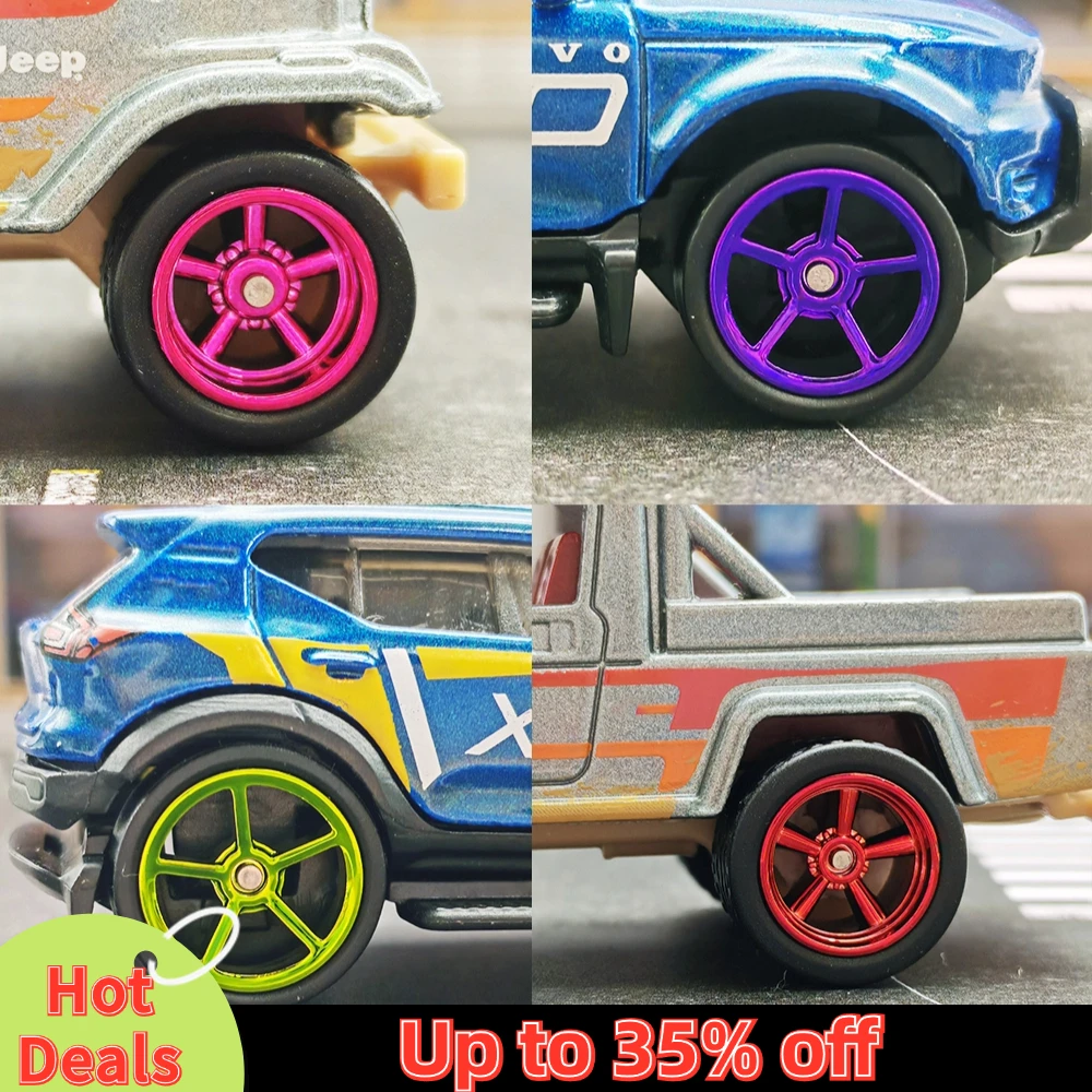 1/64 Electroplating Model Car Wheels with Detachable Tires Large Size Refitting Parts for Hot Wheels Matchbox D:13mm+15mm 1 Set