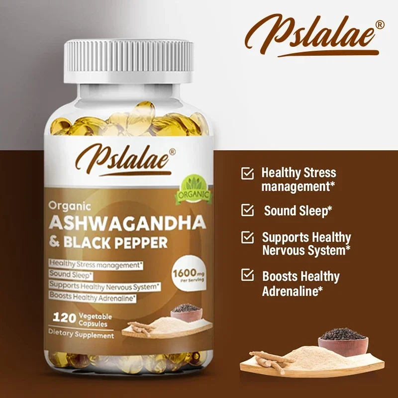 Highest Potency Ashwagandha 1600 Mg with Black Pepper Extract - Supports Stress Relief, Mood, Energy and Thyroid Health