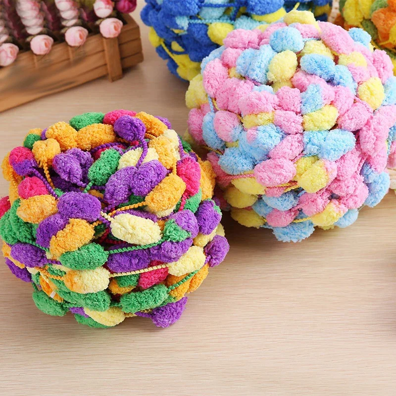 125g/roll Pompom Yarn Super Soft Colorful Thread with Pearl Bobo Ball DIY Hand-knitting Crochet For Scarf Sofa Cushion Blanket