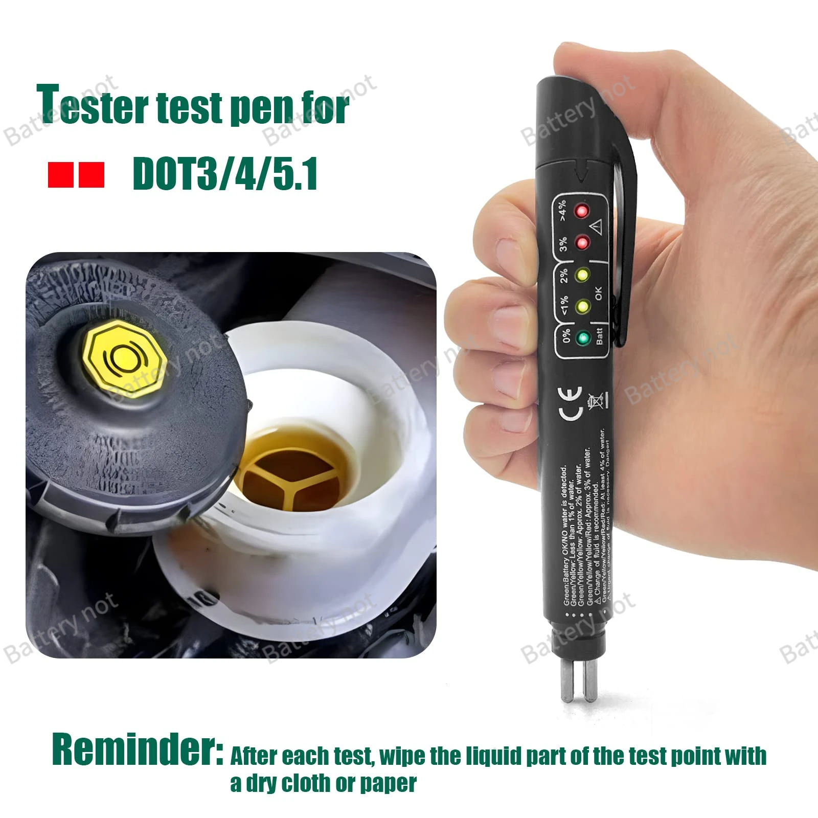 Digital Brake Fluid Tester - LED Oil Quality Analyzer for Cars & Motorcycles | Multi-Vehicle Diagnostic Pen with Accuracy Alert