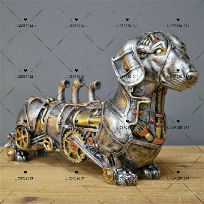 Kerajinan Tangan, patung anjing Punk mekanik, kerajinan Resin, patung anjing Bulldog, Steampunk, dekorasi patung rumah, Desktop