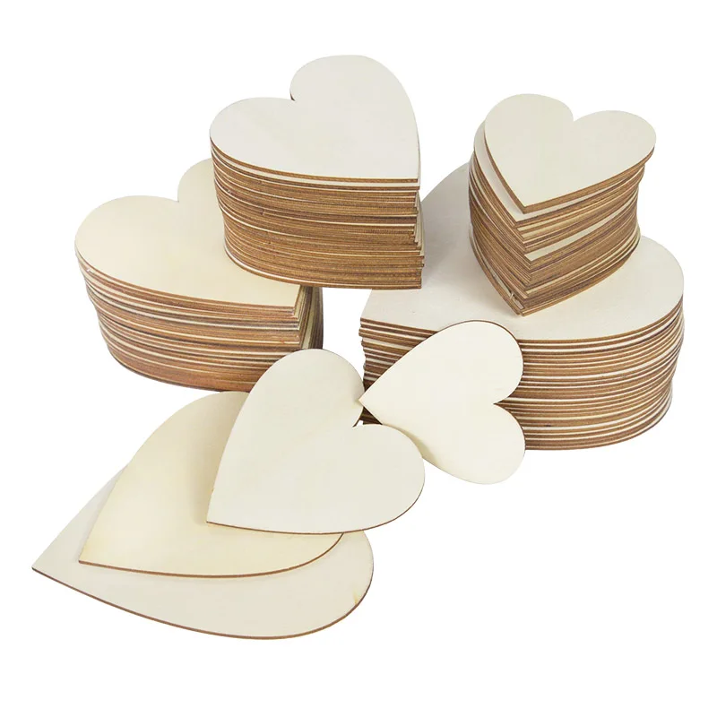 5pcs 8-15cm Heart Shaped Wood Slices Unfinished Blank Wooden Hearts Ornaments Christmas Wedding Party Scrapbooking DIY Crafts