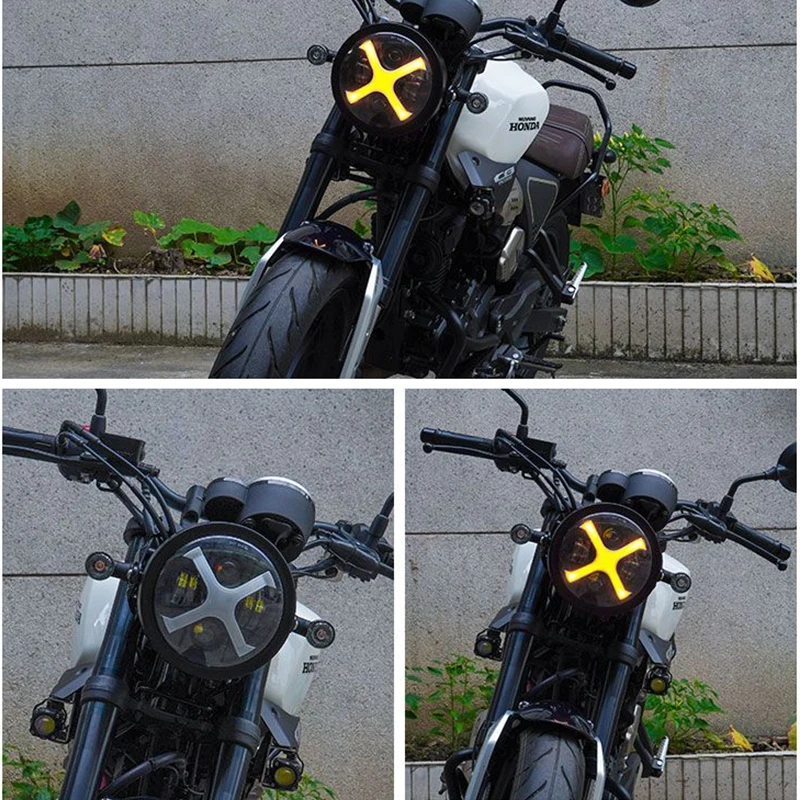 7 Inch Motorcycle Headlight Turn Signal Lights Hi/Lo Beam Head Light For Harley Softail Road King Glide Motorcycle Honda Yamaha
