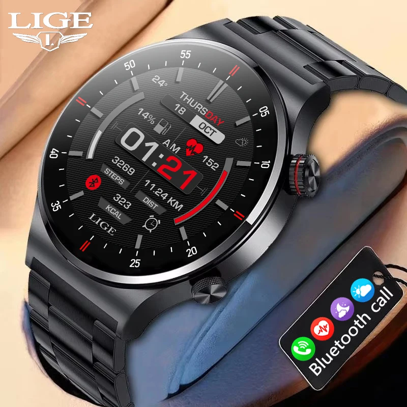 

LIGE New Bluetooth Call Smart Watch Men Fitness Sports Bracelet Waterproof Heart Rate Health Monitor Smartwatch for IOS Android
