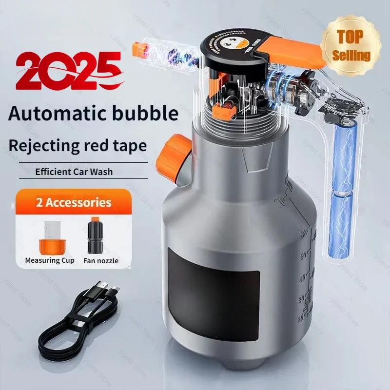 【セール中】電動泡スプレー2L、手持ち式スノーフレーク泡ノズル、車用クリーニングスプレー、クリーニングアクセサリー、高圧洗車ガン。