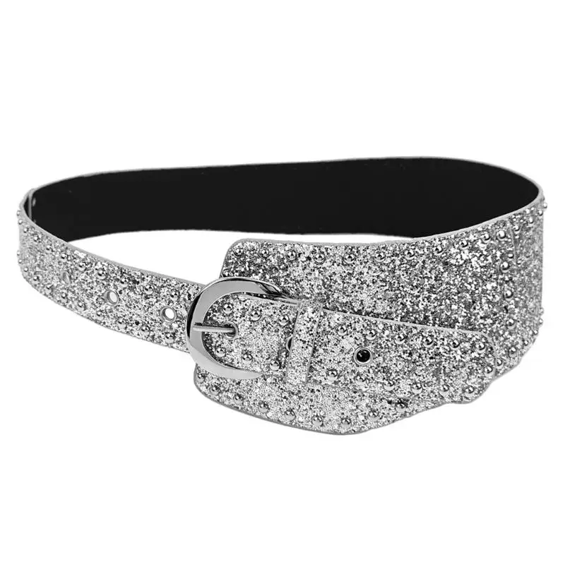 39bb-fashion-forward-women's-waist-belt-glossy-silver-pu-waist-sash-casual-to-formal